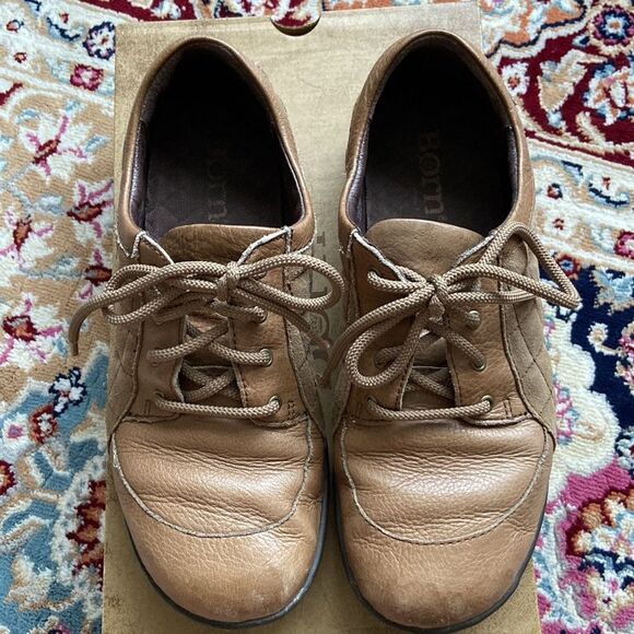 Born SOTO Brown Leather Suede Casual Quilted Lace up Sneakers Shoes - Picture 2 of 14